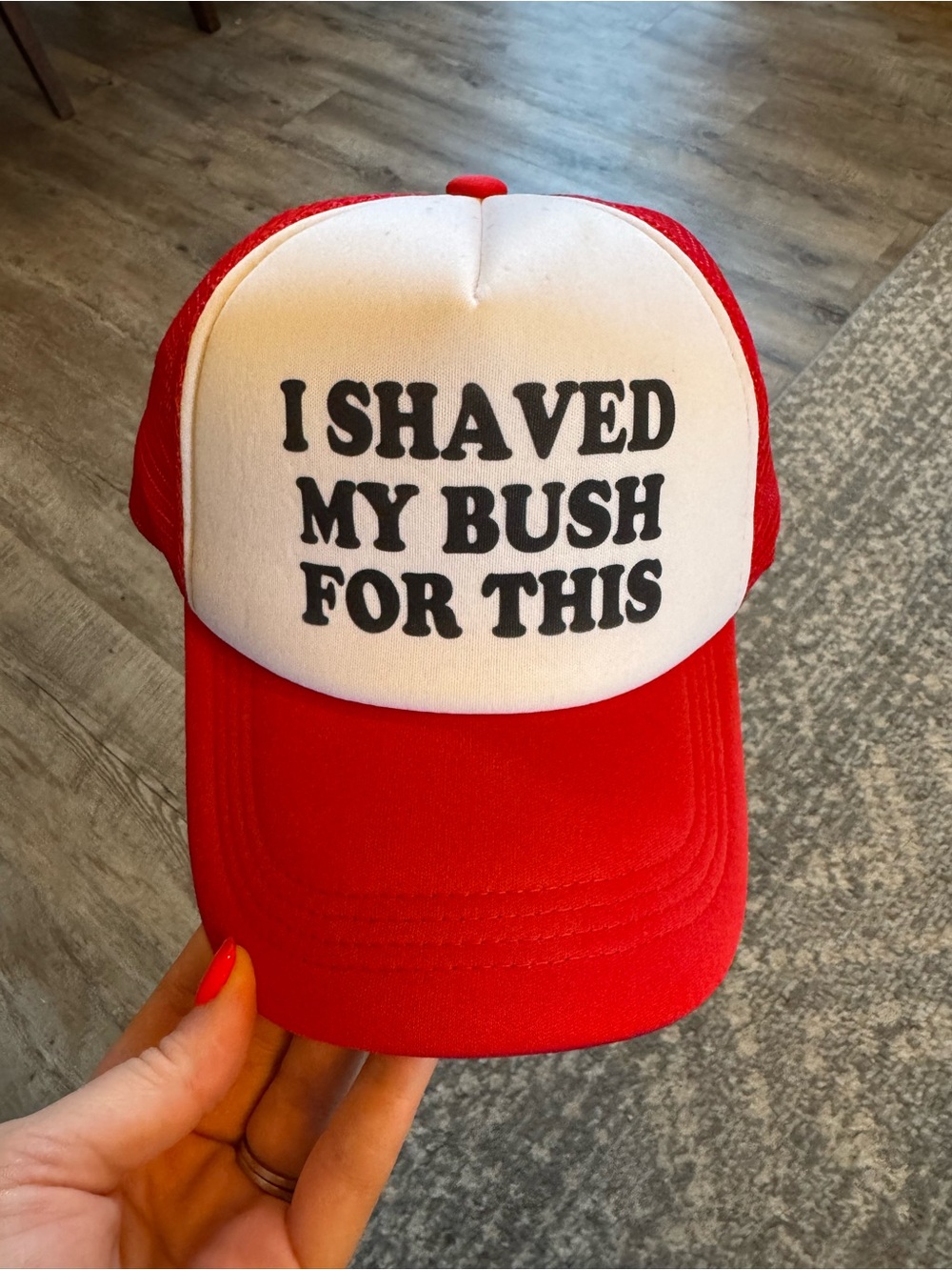 Red & White Statement Trucker Hat - funny hat